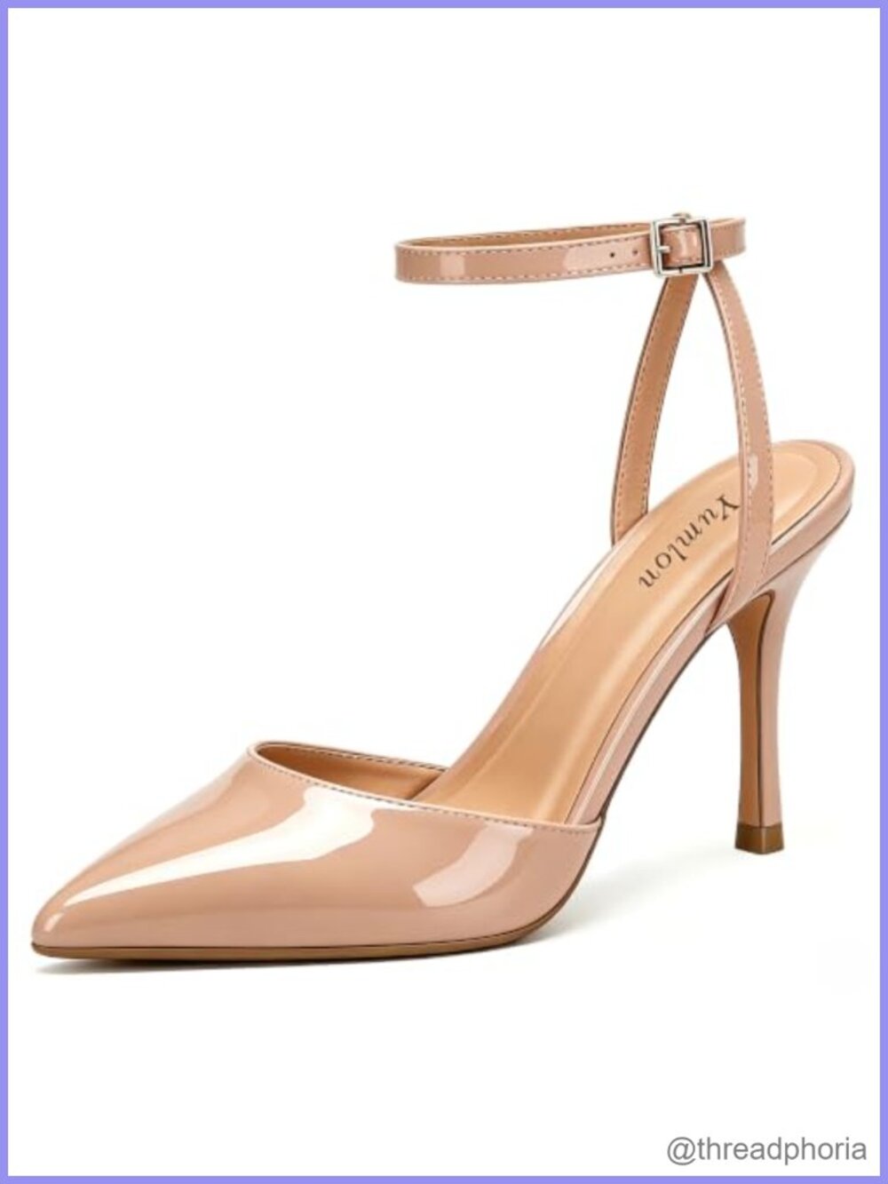 Women Slingback Stiletto Heels 3.3 Inch Ankle Strap Pointed Toe Wedding Pumps